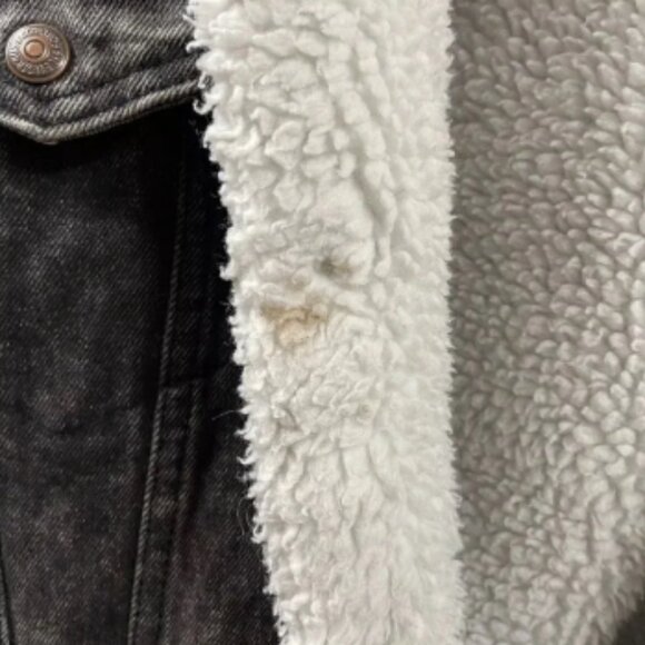HOT VTG USA LEVI'S 70609 SHERPA LINED Fleece TRUCKER BLACK‎ Denim JACKET Jeans L - Picture 5 of 6